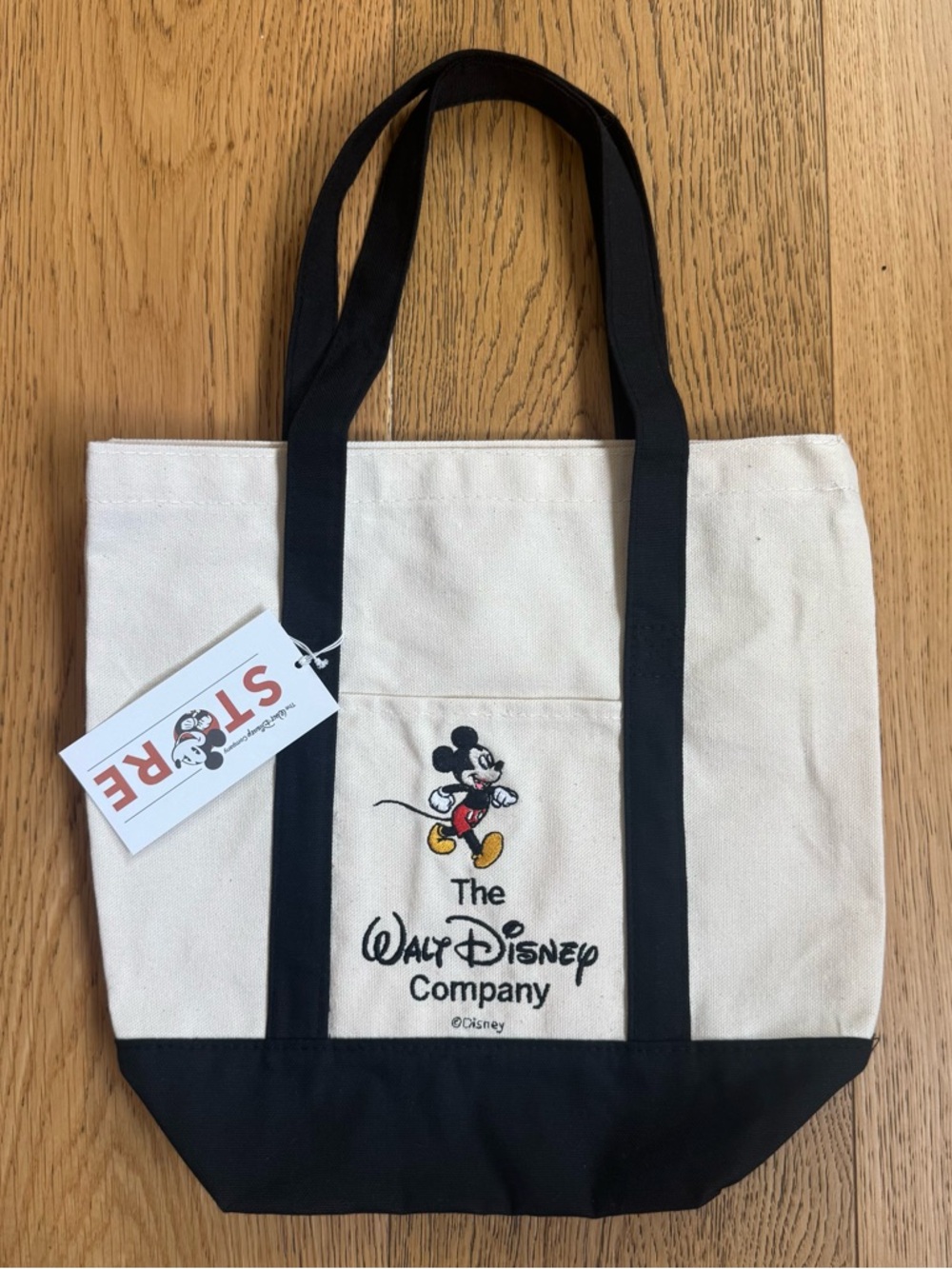 TWDC The Walt Disney Company Black Mini Canvas Tote Bag with Embroidered Mickey